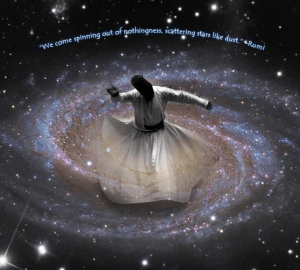sufi dervish whirling scene in the space