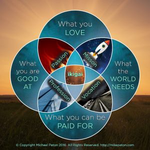 ikigai schema that shows the reason of being