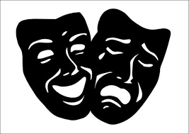 theatre masks crying and laughing black and white