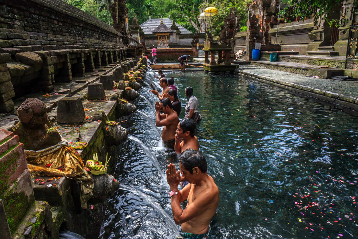 tirta empul temple blessing ceremony in the water