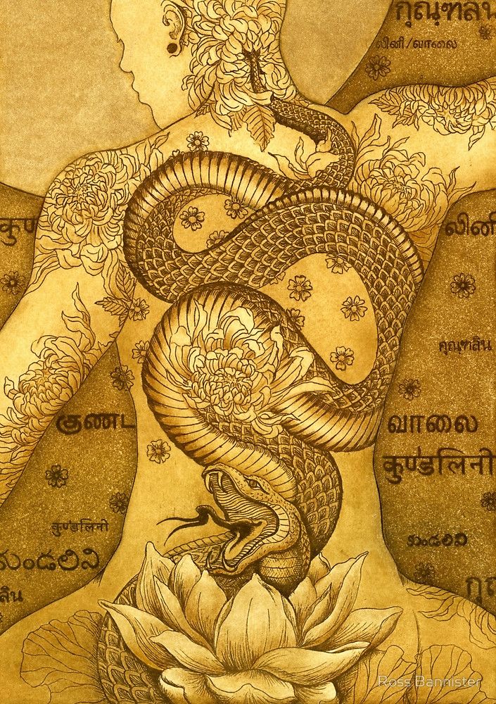 kundalini snake on a man in gold