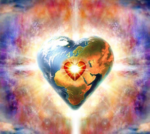 hearth shaped earth with colorful background 